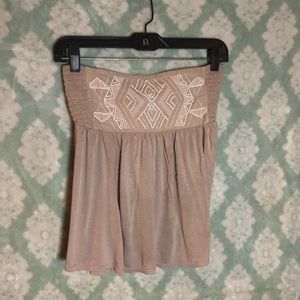 AE Flowy Embroidered Tube Top Tan size M